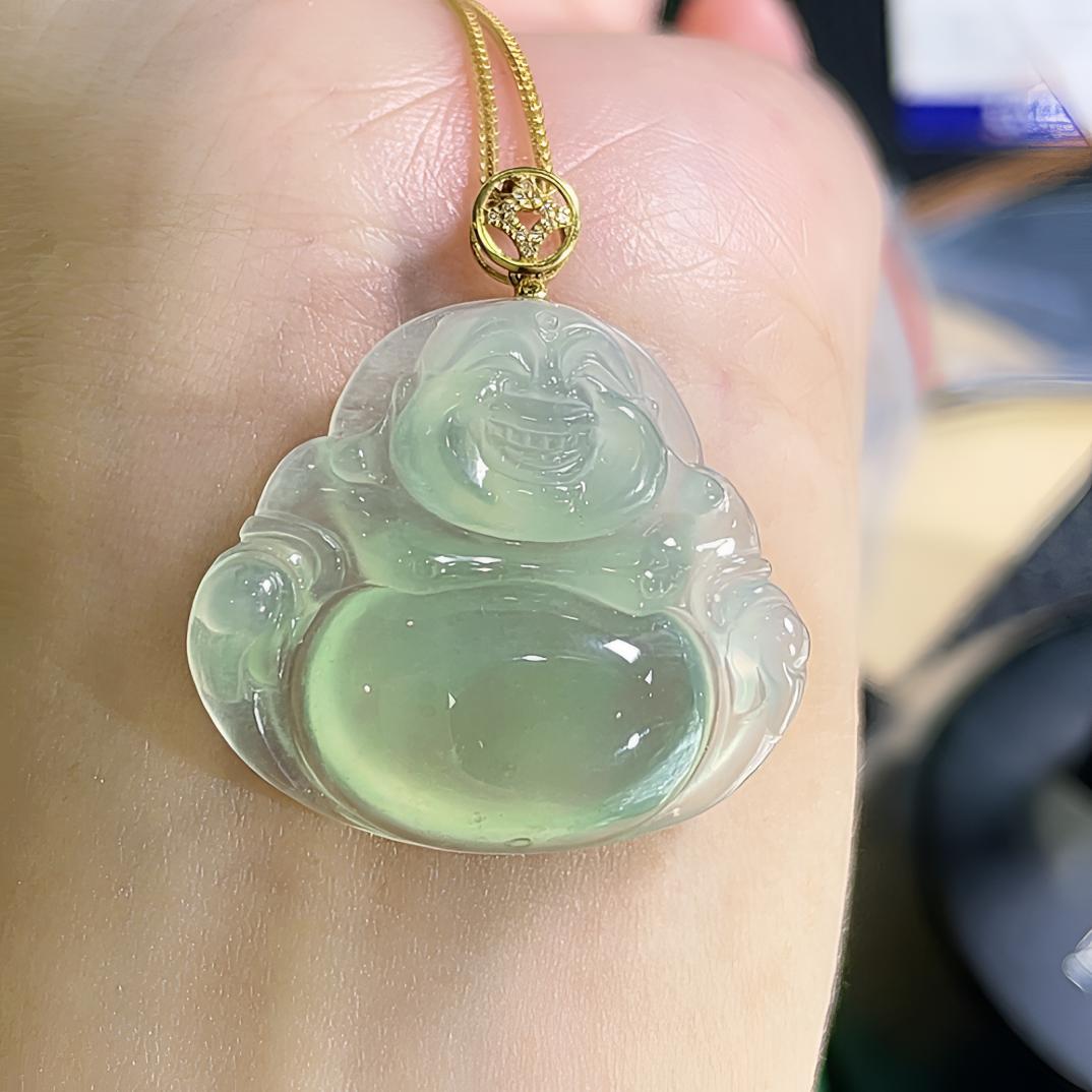 天然缅甸翡翠冰晴绿底，26.8/30.1/6.2/