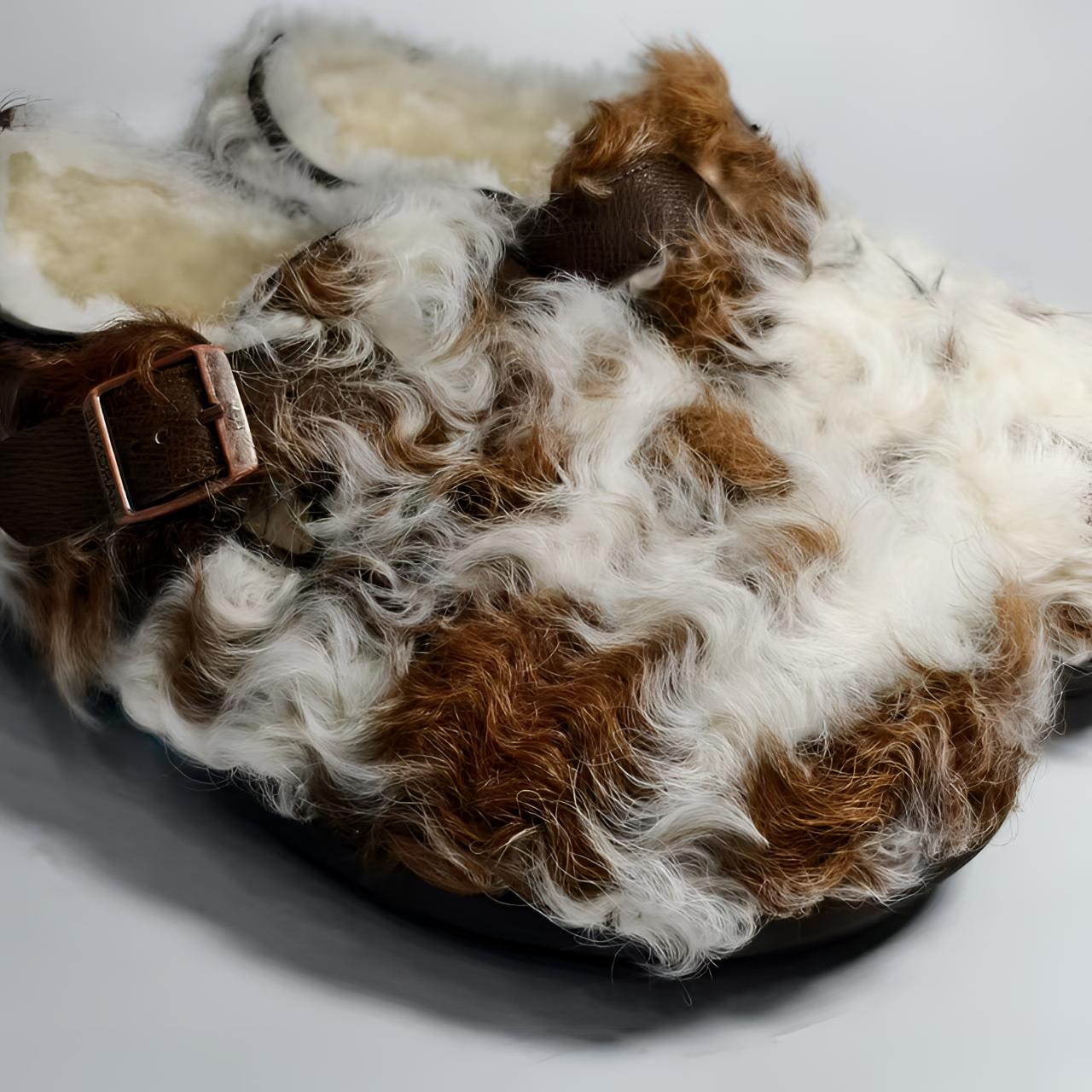 056-3玛拉沁棕白黑白羔毛低帮毛绒绒可可爱爱的勃肯鞋时尚保暖