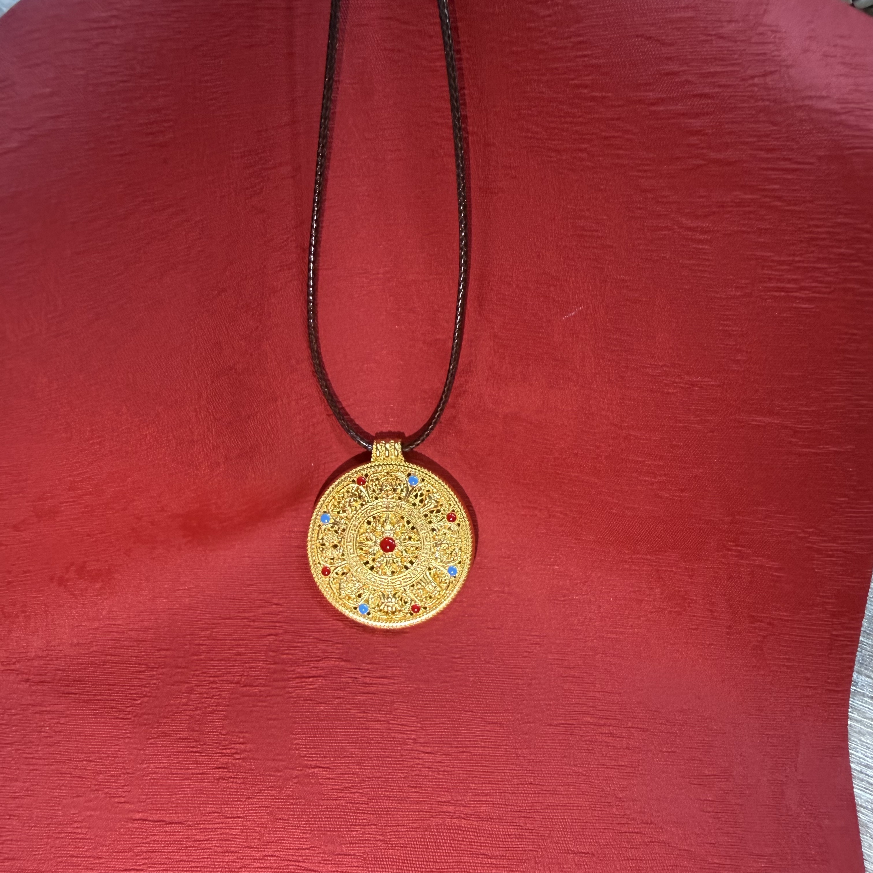 【金项链吊坠】珐琅八宝罗盘吊坠黄金5G足金999精致【188/0】