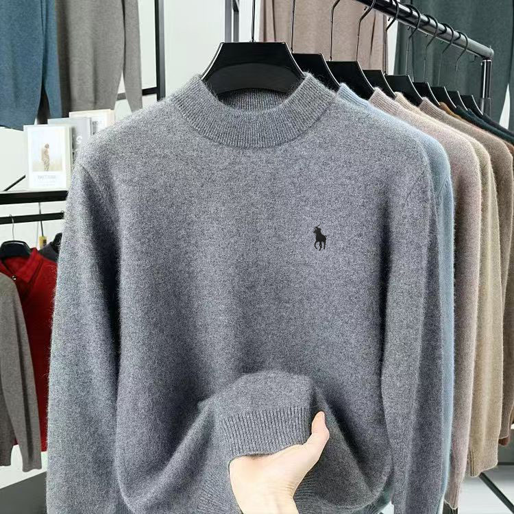 【品牌断码 金标羊毛衫】重磅加厚半高领男装针织衫保暖毛衣