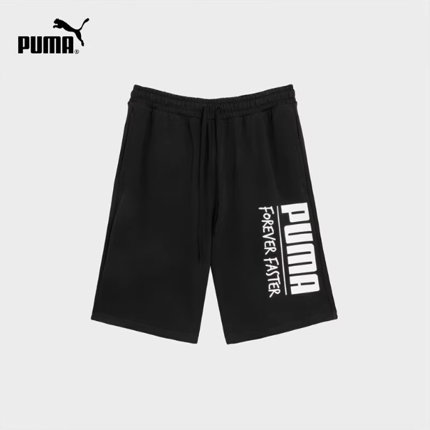 PUMA/彪马男女同款夏季黑色运动休闲针织透气印花短裤 539535-01