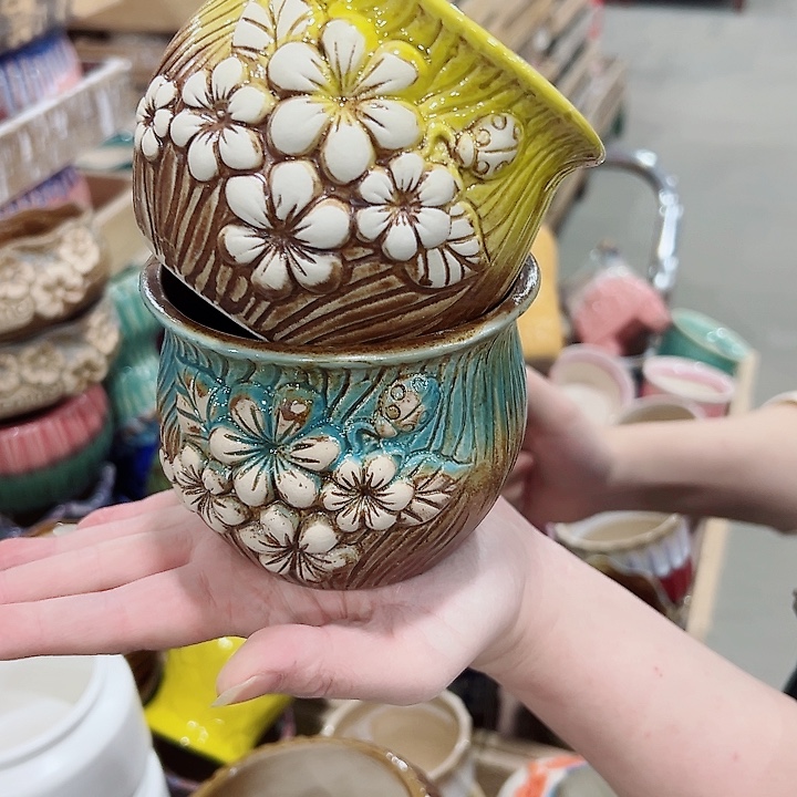 有孔.凑满10元发货多肉陶瓷花盆！