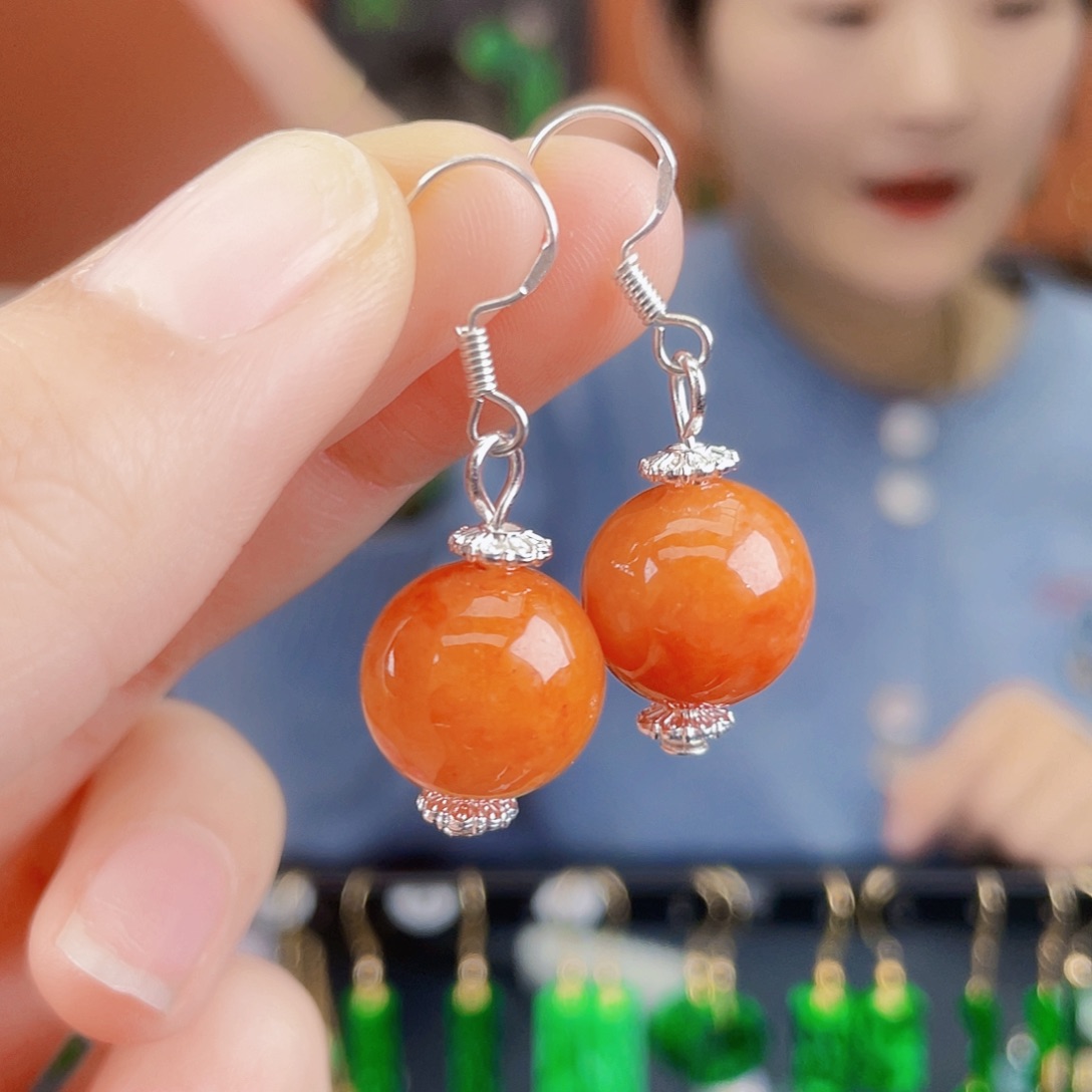 翡翠未镶嵌耳饰饰品