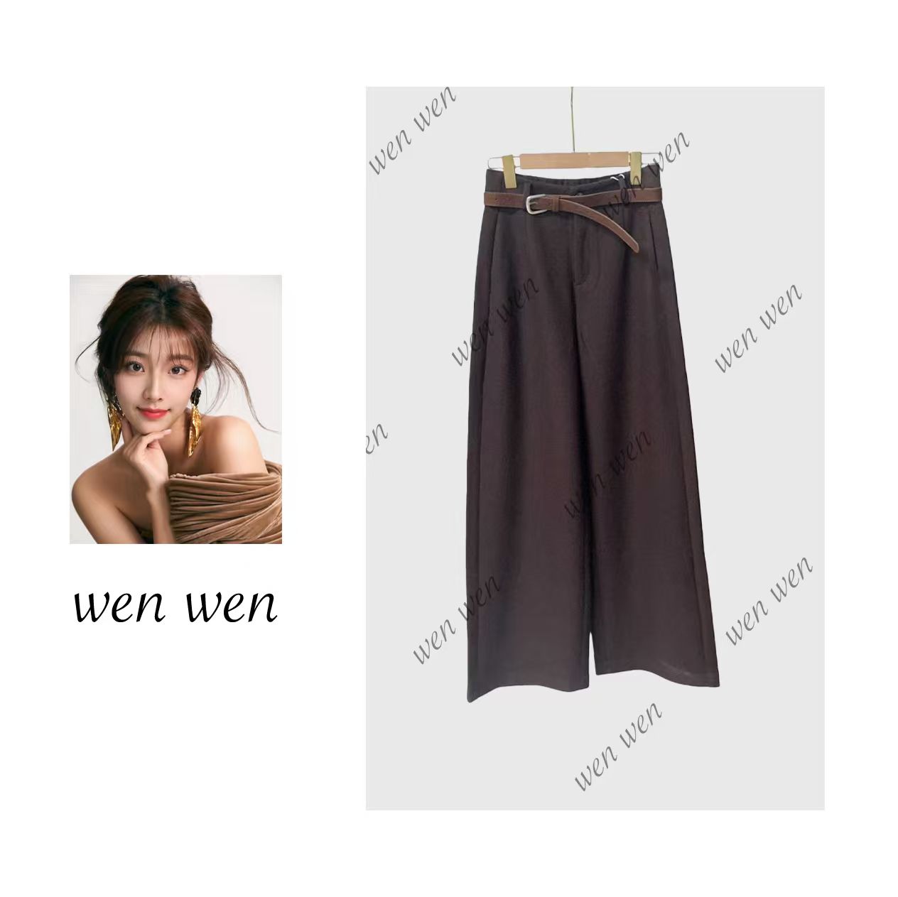 【文WENWEN】美式潮流显瘦宽松2025新款设计感休闲裤子女  6032