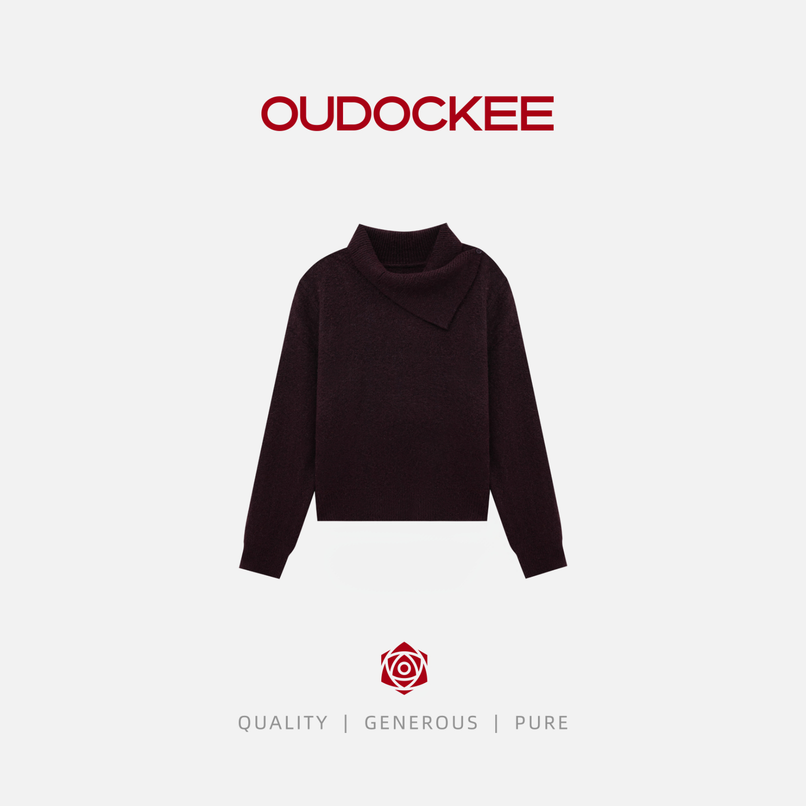 OUDOCKEE 鸥鸥【兔毛】葡萄干 韩系设计感翻领针织衫上衣 MACSC966T