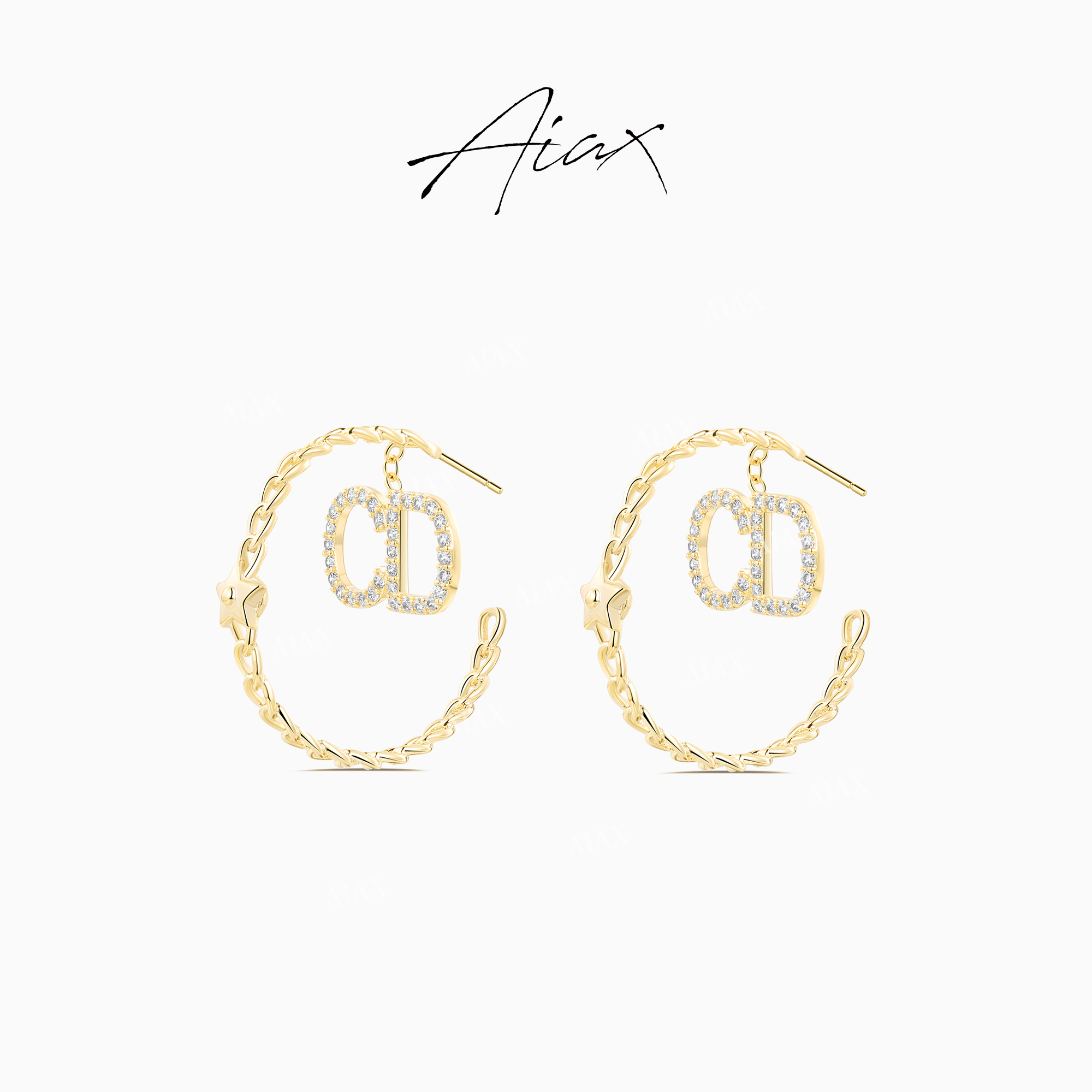 AIAX 镀K金  设计百搭时尚轻奢气质简约字母C型耳环TSL777