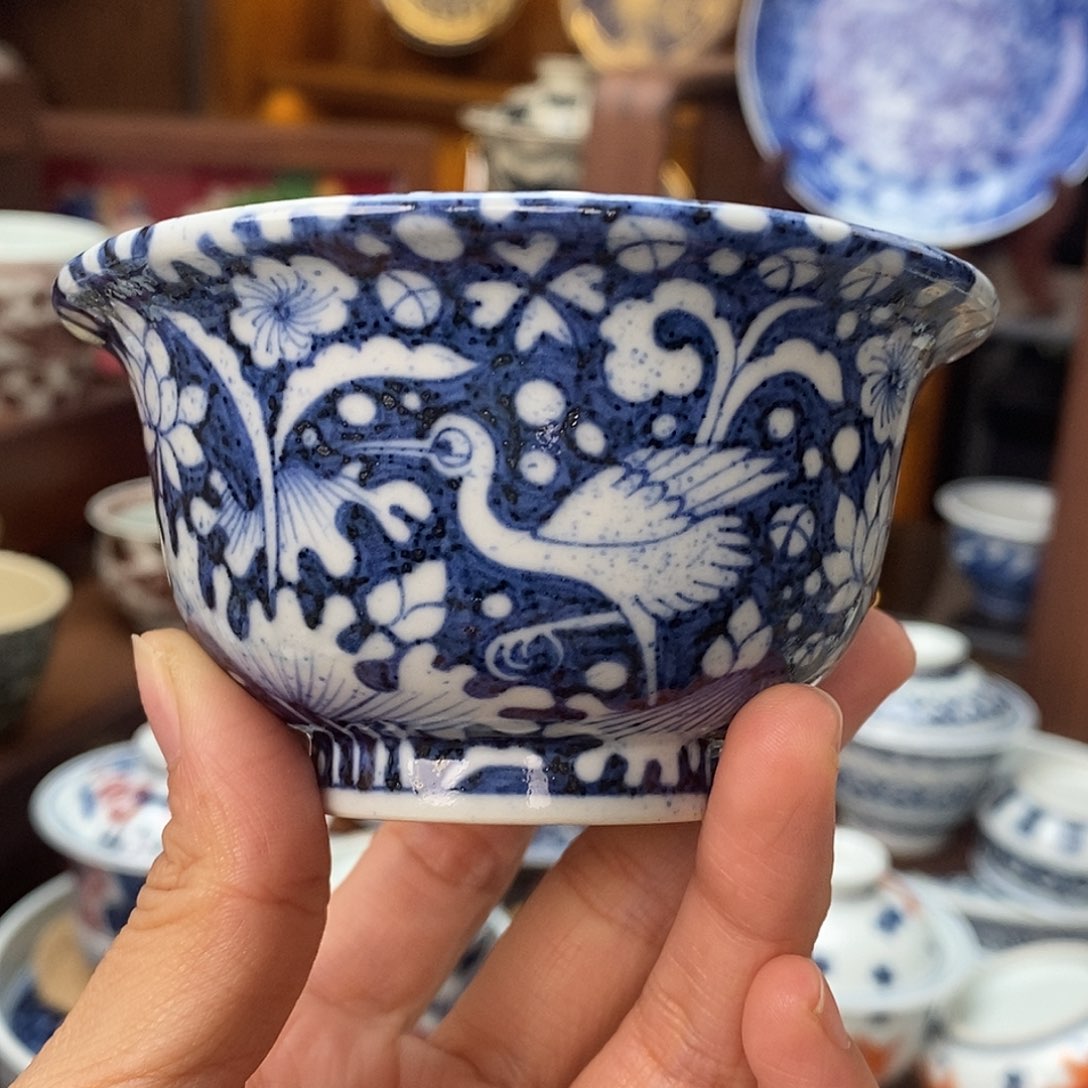 瓷匡庐问津一路连升撒蓝压手杯