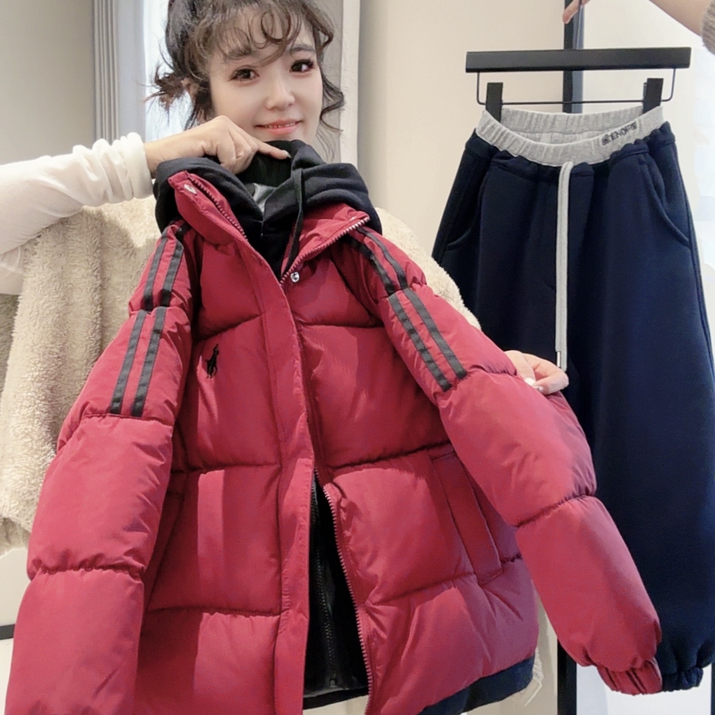 【顺丰现货现发】男童女童冬季超厚实假两件卫衣连帽一件过冬暖棉服