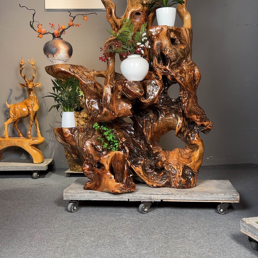 香樟木青**卜香樟木无拼接整体花架