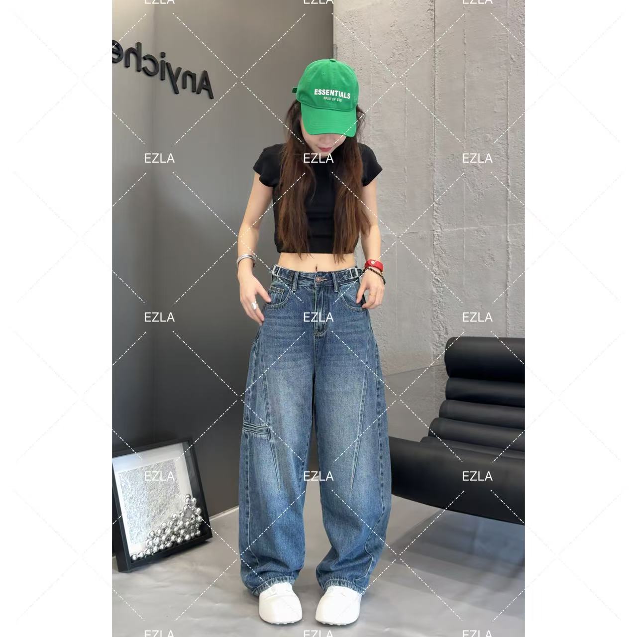 EZ8755新款2025爆款弯刀裤百搭显瘦女小个子网红穿搭美式牛仔裤子