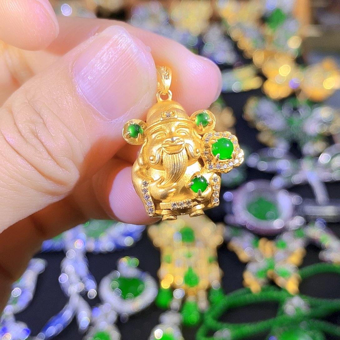 吊坠(不含链)银S925镶嵌翡翠