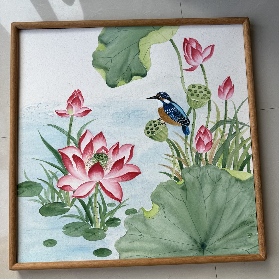 荷花翠鸟  52*52