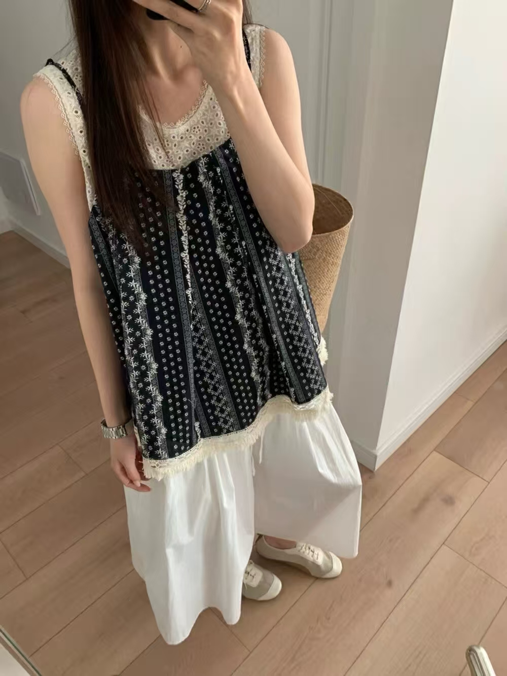 高品质假两件碎花小衫25183