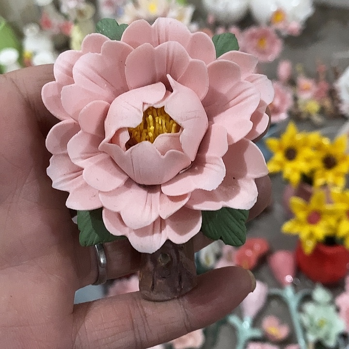 瓷片纯手工陶瓷花摆件瑕