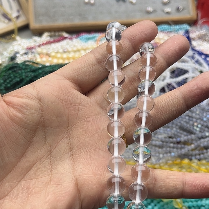 玛瑙/玉髓珠宝半成品未镶嵌一条12mm净体白水晶