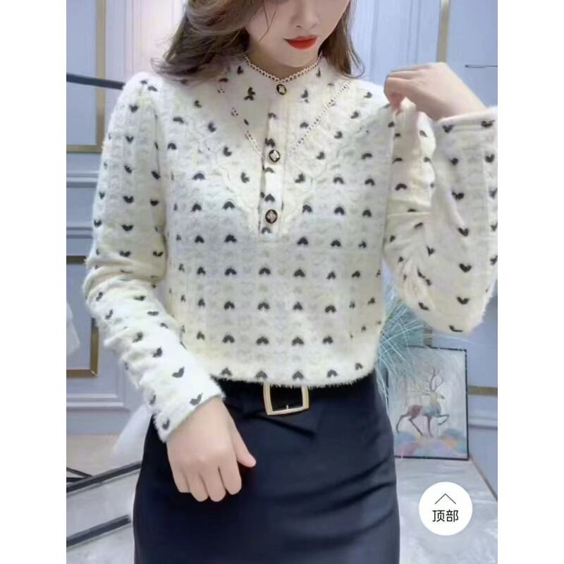 【云汀&云锦专属】66新款加绒加厚点点打底上衣