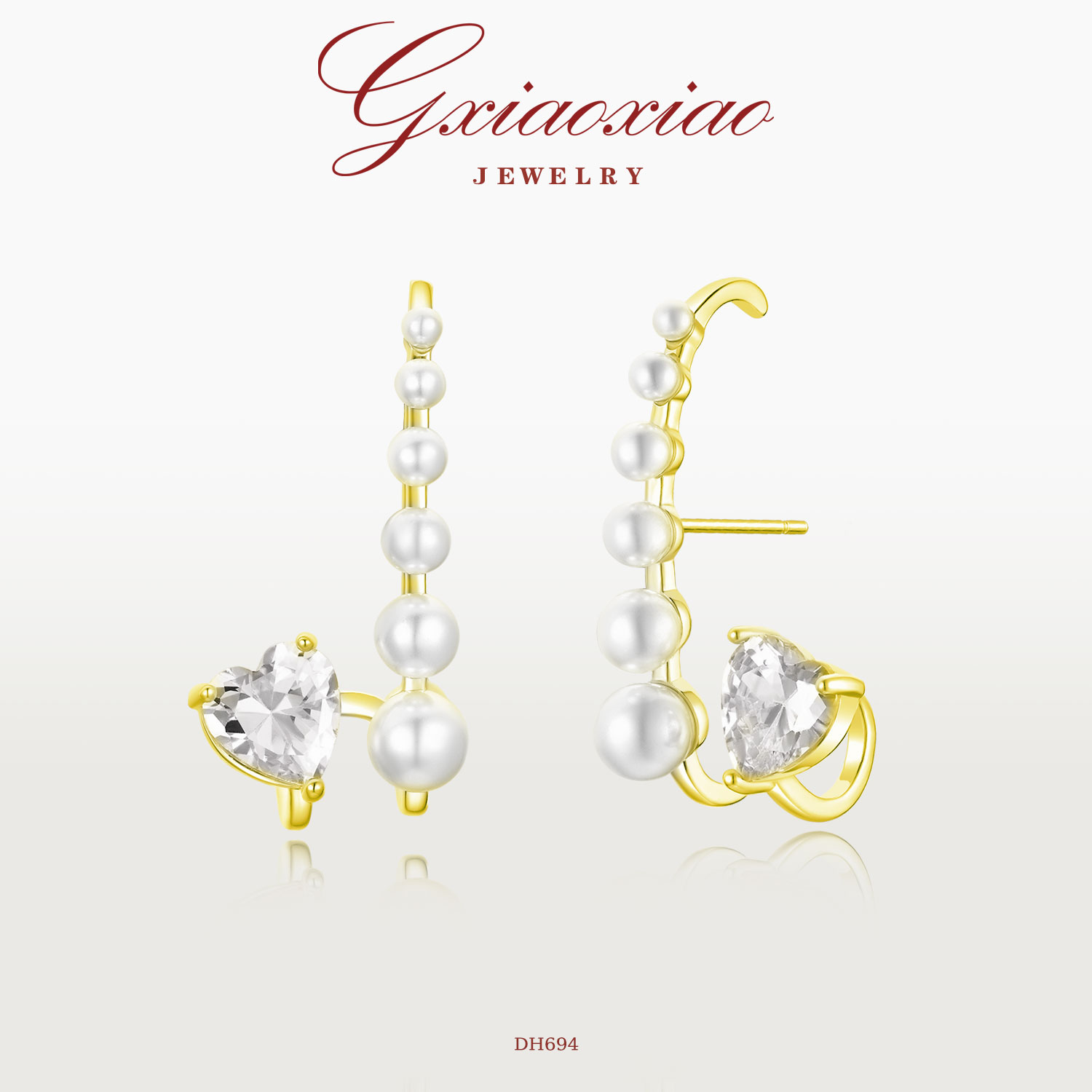 G XIAOXIAO 镀K金 气质轻奢浪漫高级精致爱心耳环 DH694