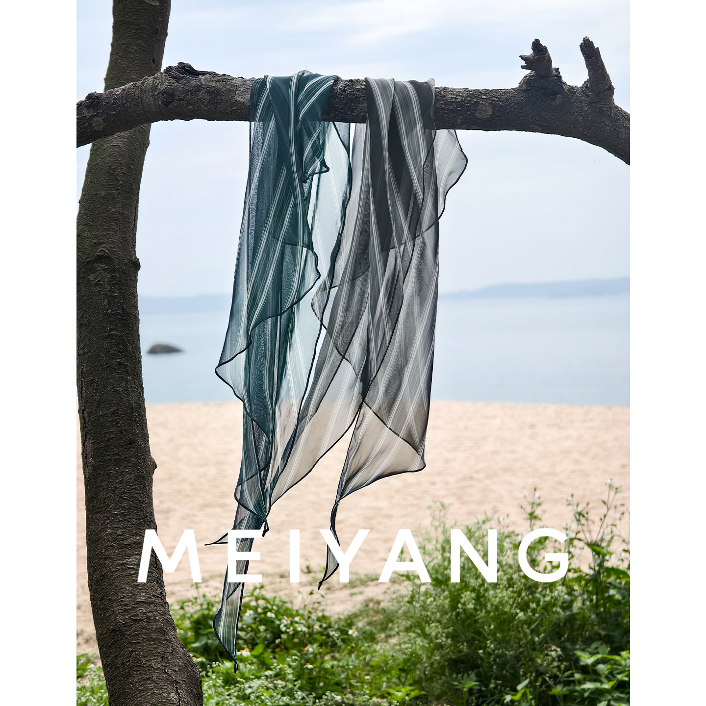 美洋MEIYANG 海藻条纹丝巾【商场同款】潮人小道具！仿真丝-周二
