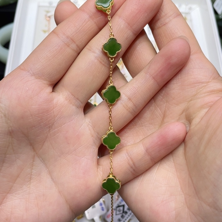 和田玉手链银S925镶嵌