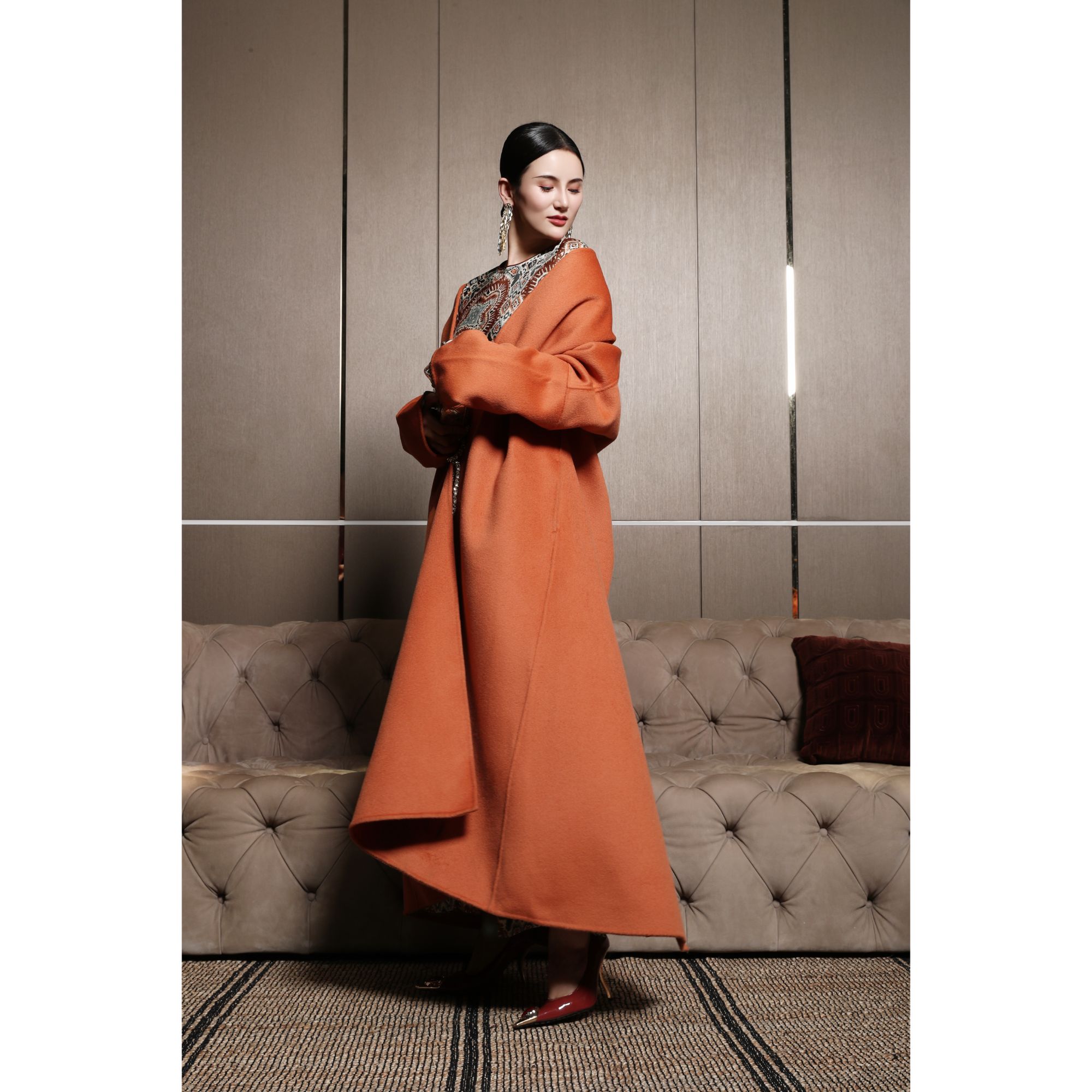 芈莱尤优——秋冬新款青果领双面呢大衣1003