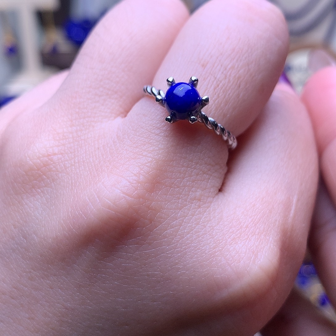 青金石银S925镶嵌戒指