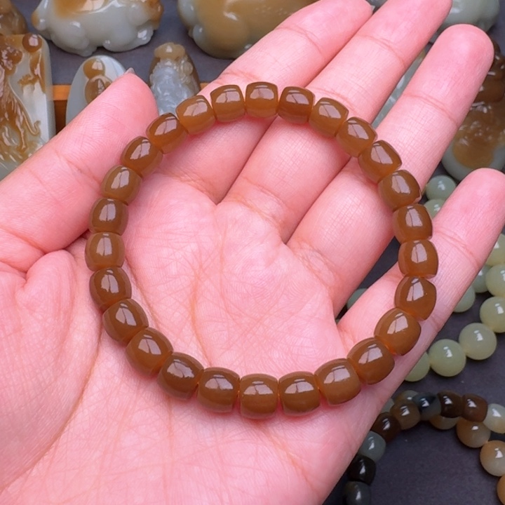 和田玉手串未镶嵌豆**狄