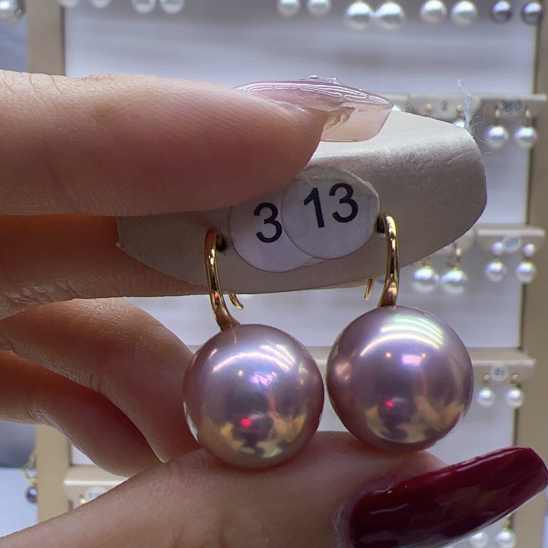 淡水珍珠耳饰18K金镶嵌