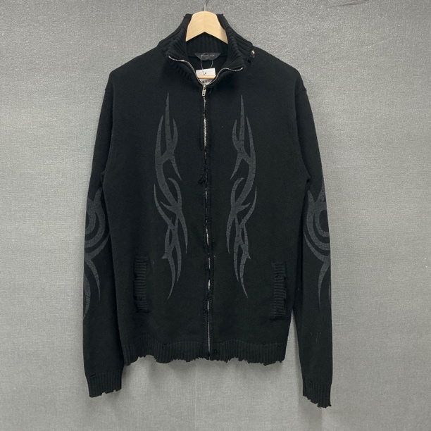 全新未使用 Balenciaga/巴黎世家 龙纹印花拉链半高领毛衣带吊M码