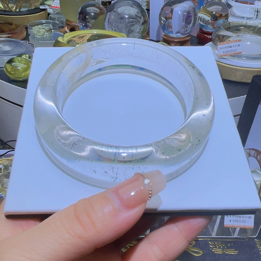 水晶手镯未镶嵌天然矿物质绿幽灵福利56➕圈口
