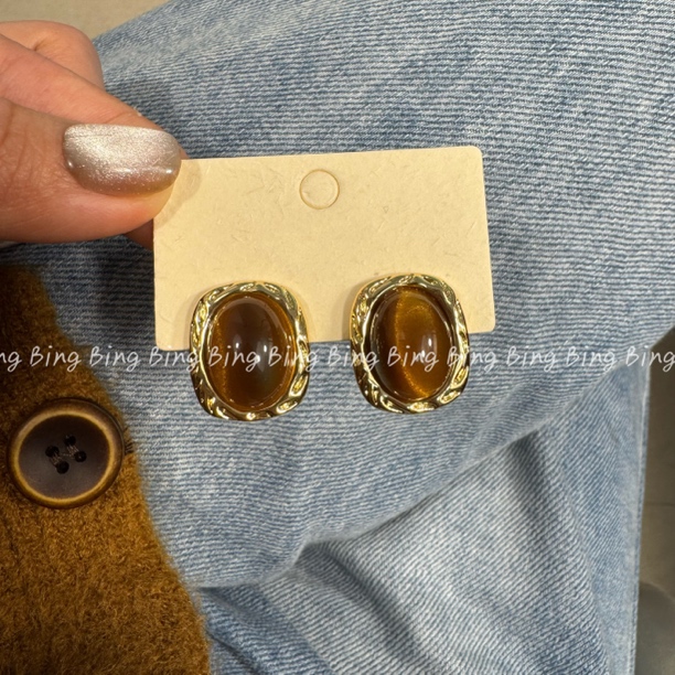 铜合金耳饰 复古高端 简约风耳钉日韩饰品女几何个性耳环 A93