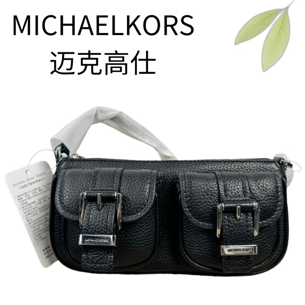 99新 MICHAEL KORS/迈克高仕 黑银单肩包牌G25127905底长22X11