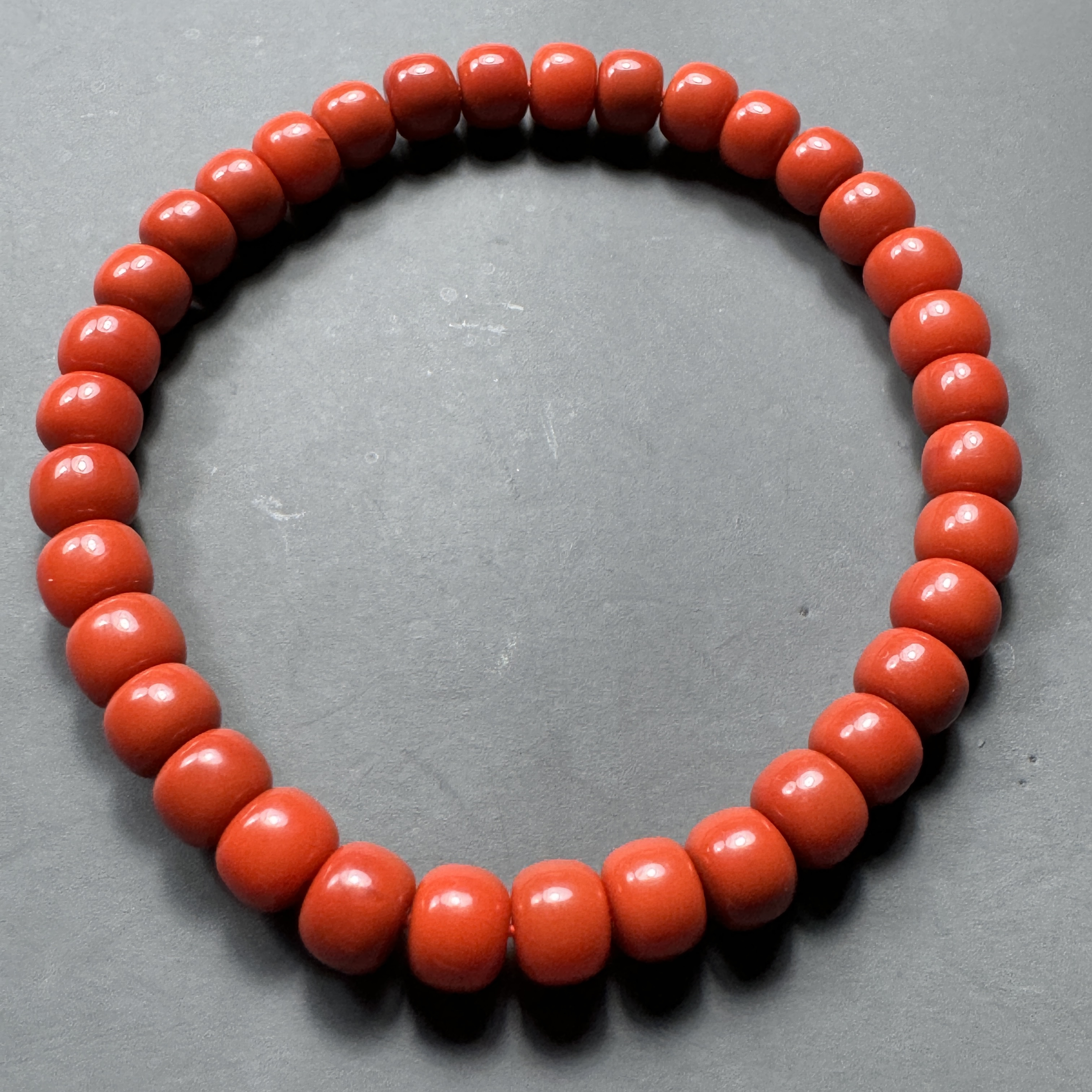 四川南红瓦西柿子锦红老型手串尺寸6/5+无裂满肉