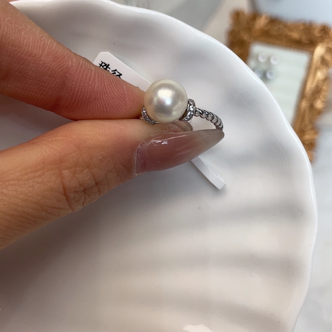 海水珍珠银S925镶嵌戒指