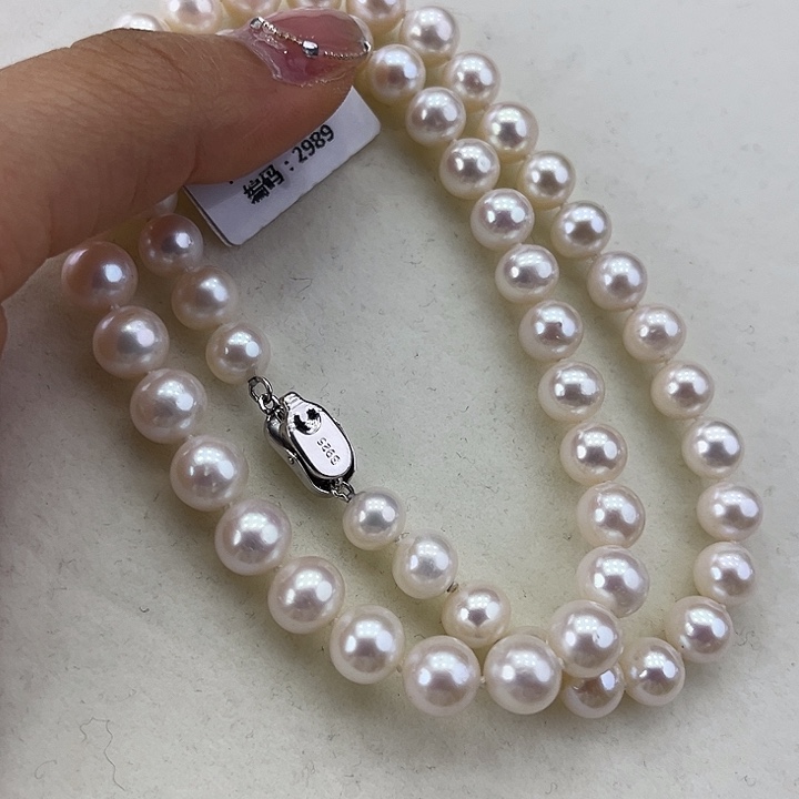 淡水珍珠颈饰银S925镶嵌➕7.8高品极光天女粉
