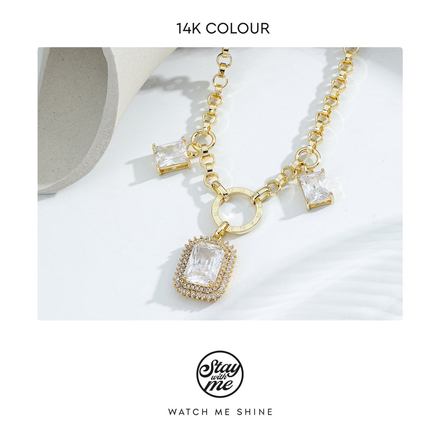 STAY WITH ME 铜合金合成锆石项链 小众设计N0300项链