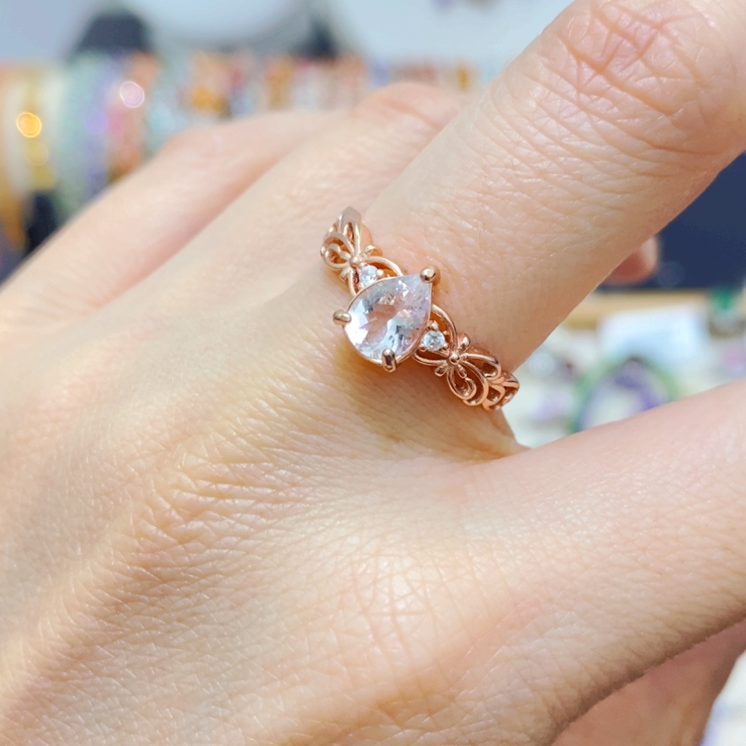 绿柱石戒指银S925镶嵌