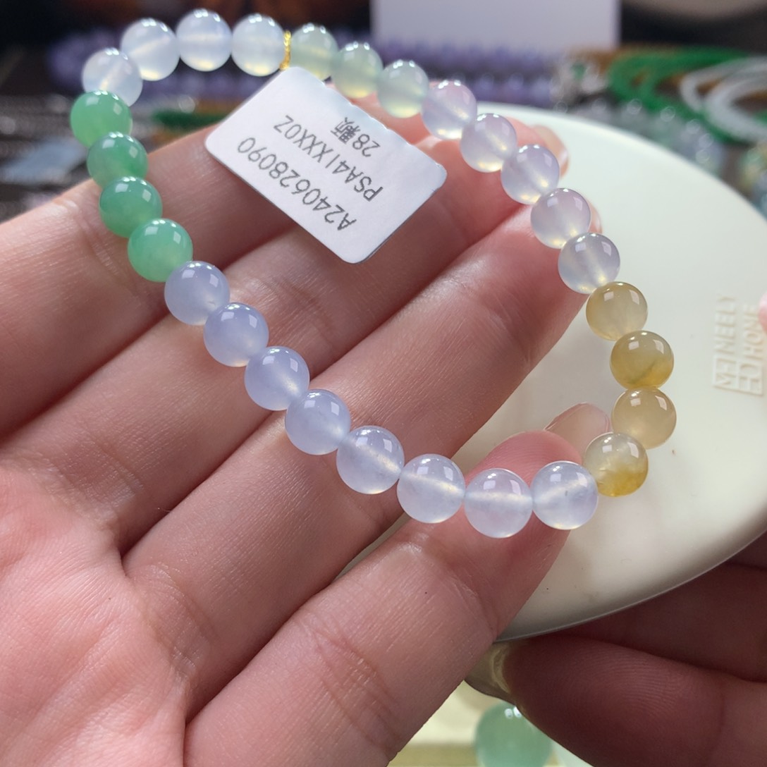 翡翠手链未镶嵌兰*翡翠多宝卡6+