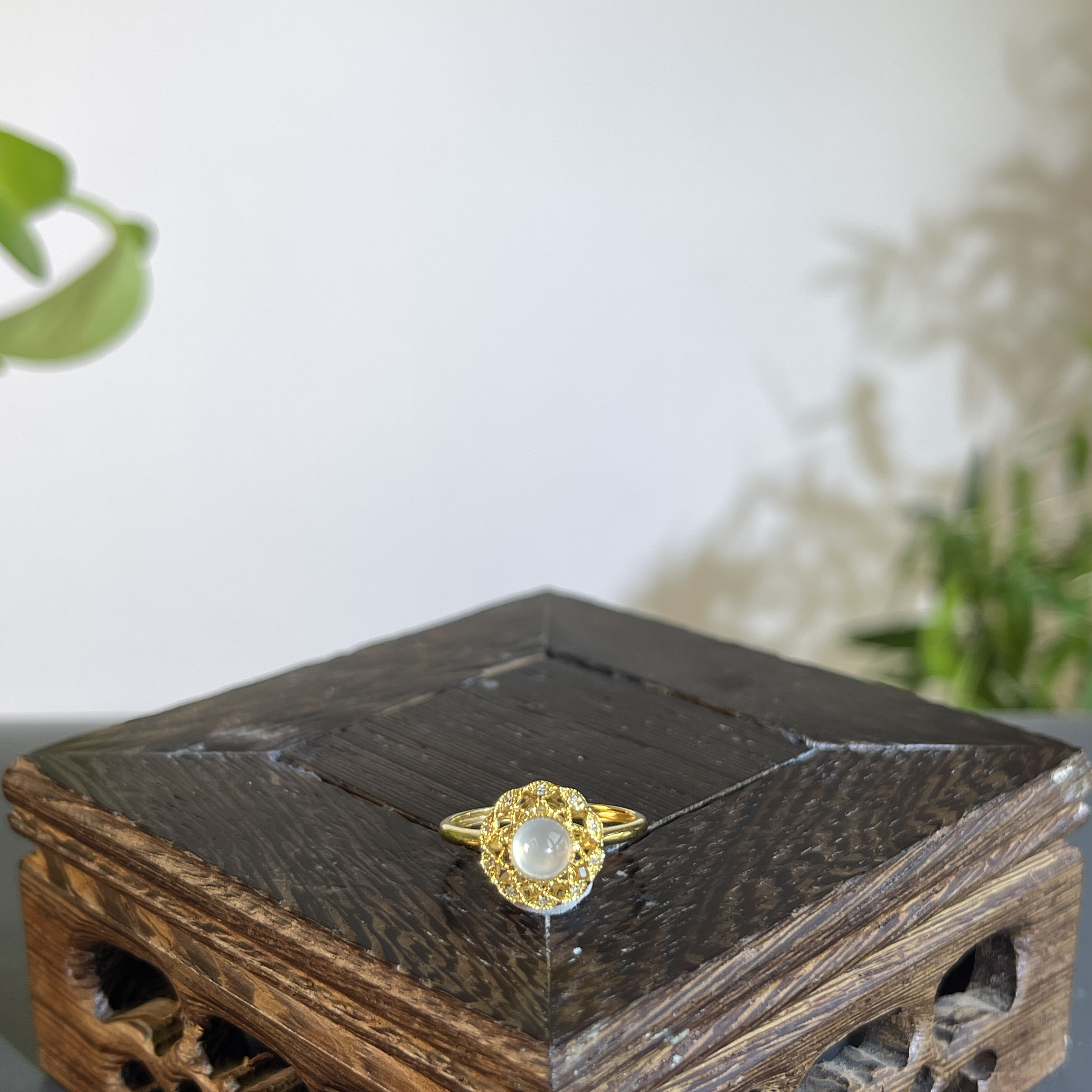 JTW09-116 天然缅甸翡翠A货  18K含钻镶嵌戒指13#