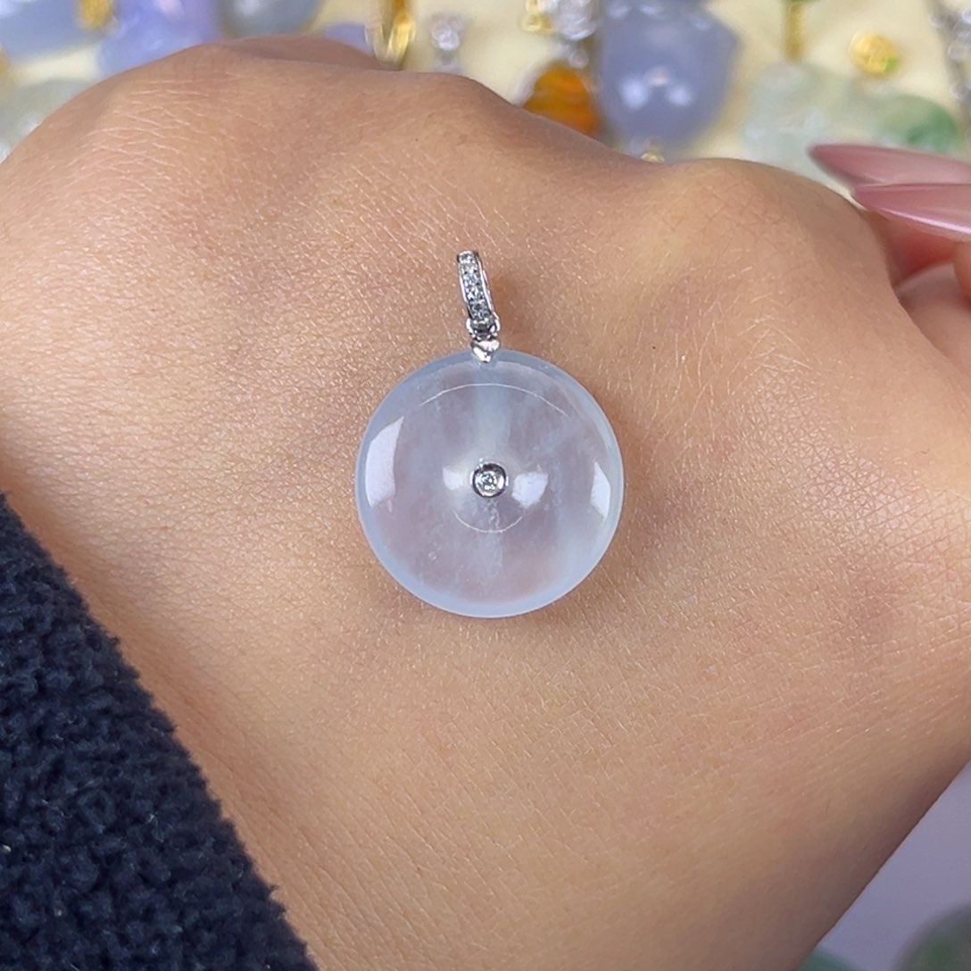 吊坠(不含链)18K金镶嵌翡翠