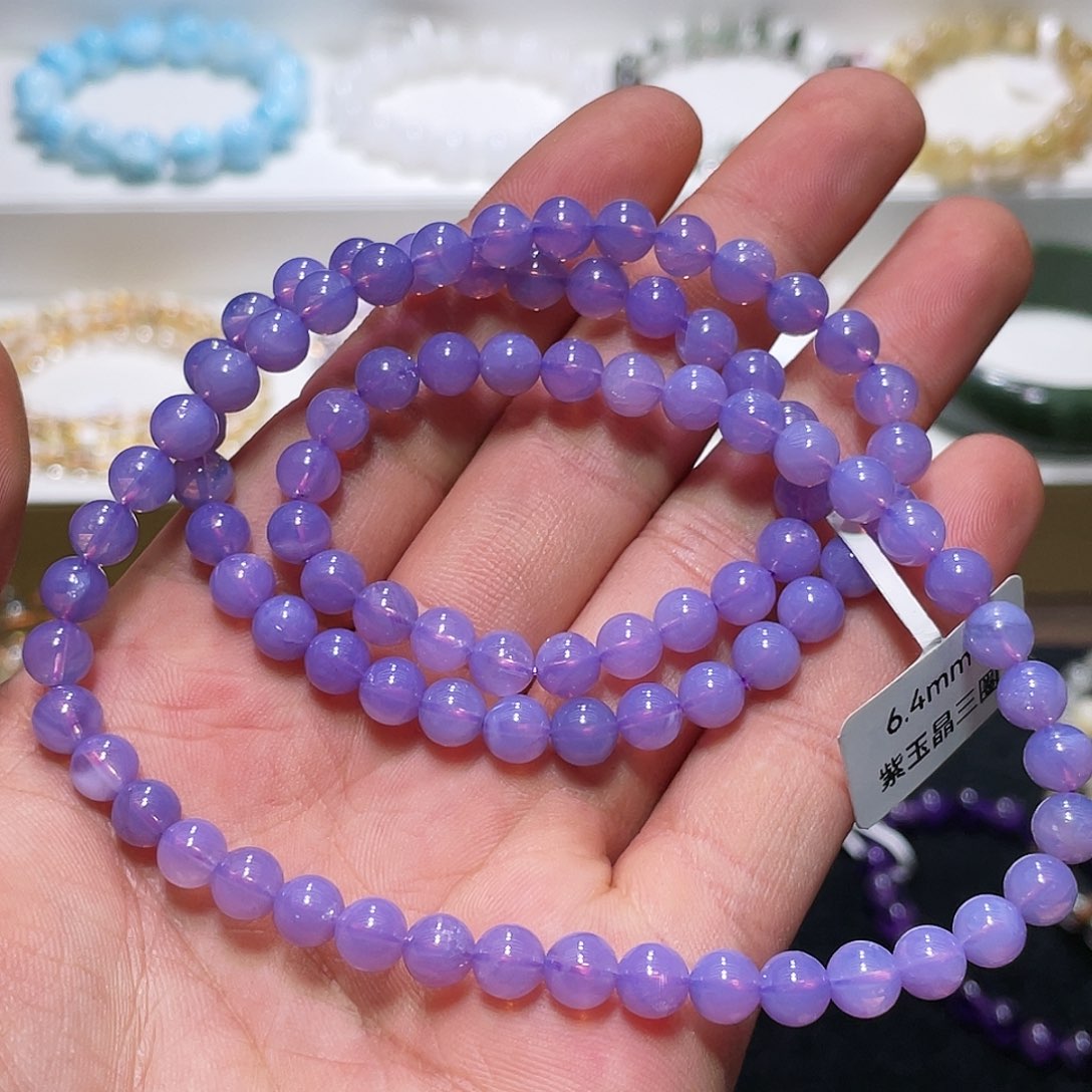 水晶手链未镶嵌紫玉晶三圈6.4