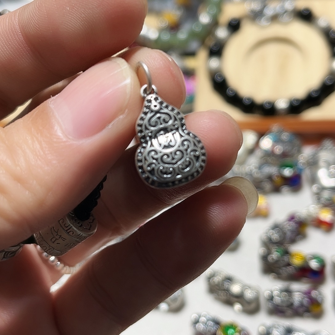 吊坠足银珐琅葫芦