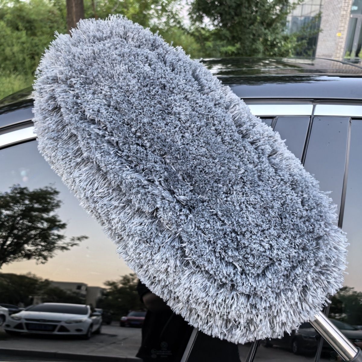 加绒加密软毛汽车掸子车刷灰色可伸缩可水洗除尘掸加大伸缩杆