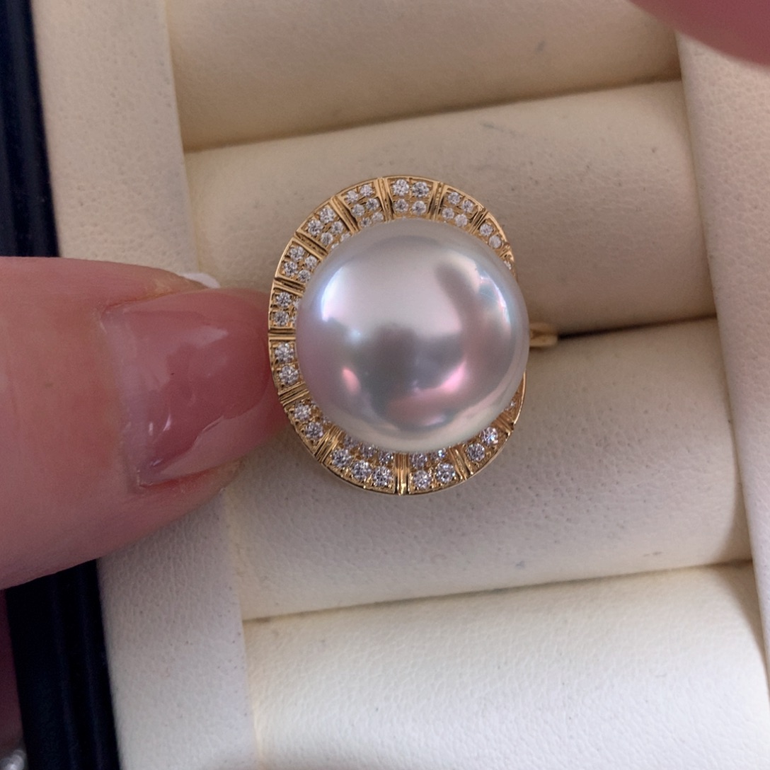 海水珍珠戒指18K金镶嵌