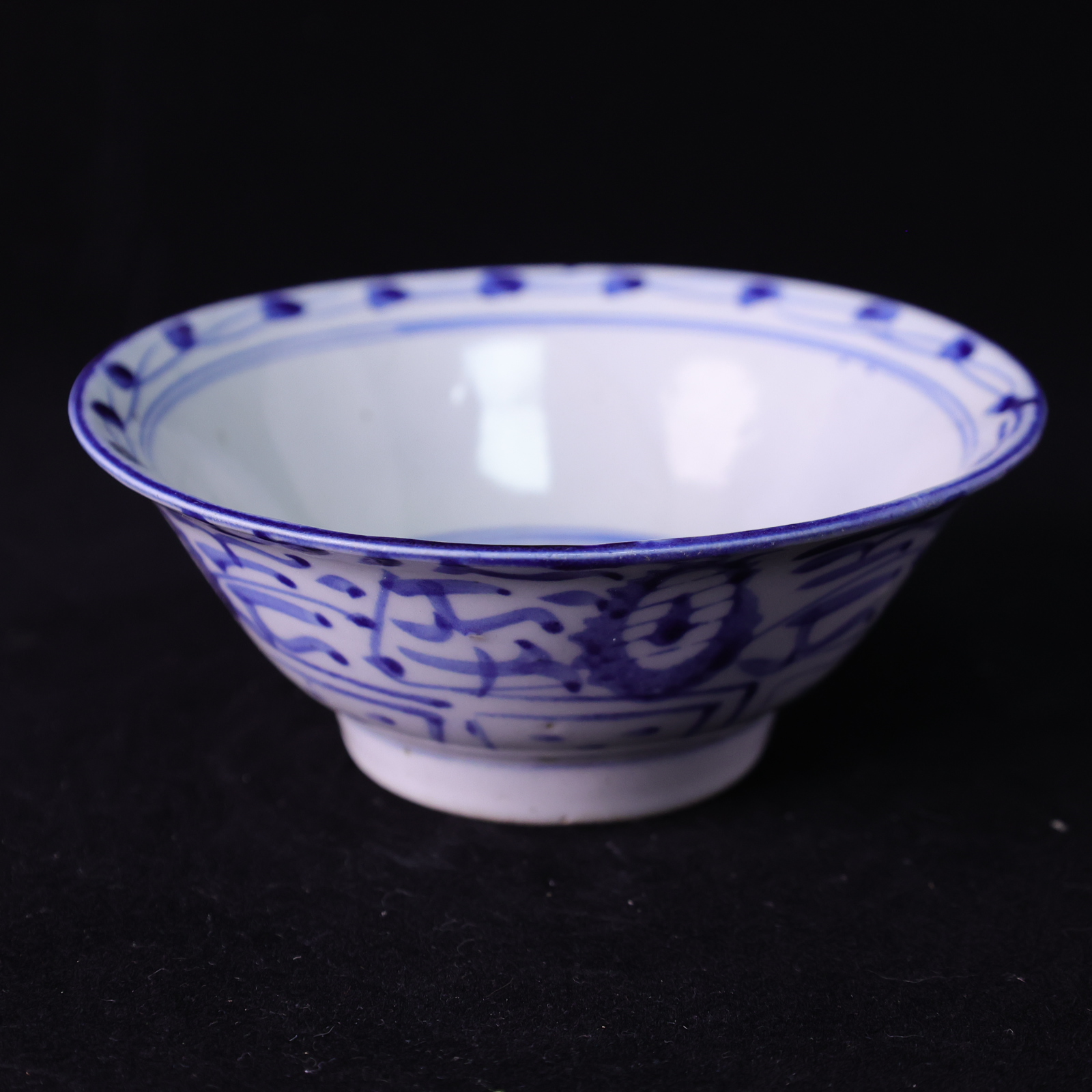 清中 青花花卉纹斗笠碗