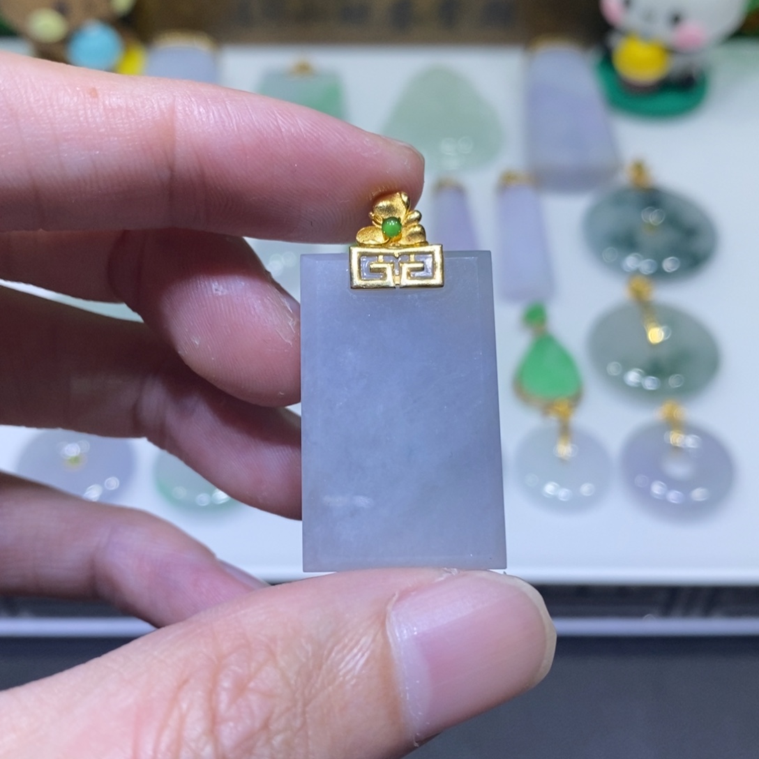 翡翠18K金镶嵌吊坠(不含链)