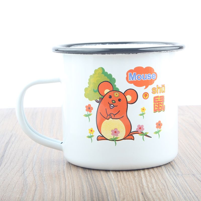 8公分珐琅搪瓷 卡通 口杯1个。颜色随机发