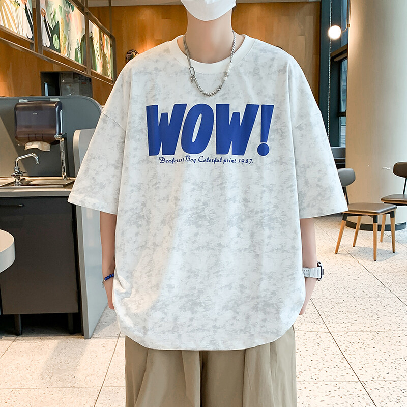 青少年字母印花文字短袖夏季T恤休闲韩版半袖简约风百搭宽松潮流