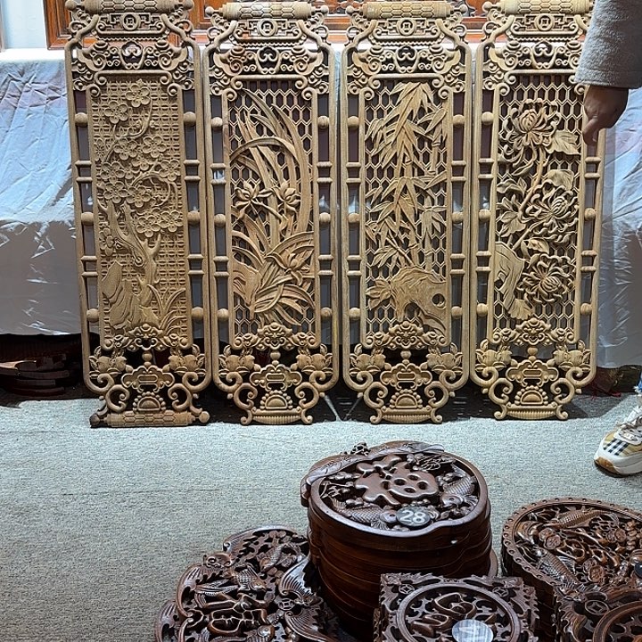 后***来香樟木东阳仿古木雕装饰