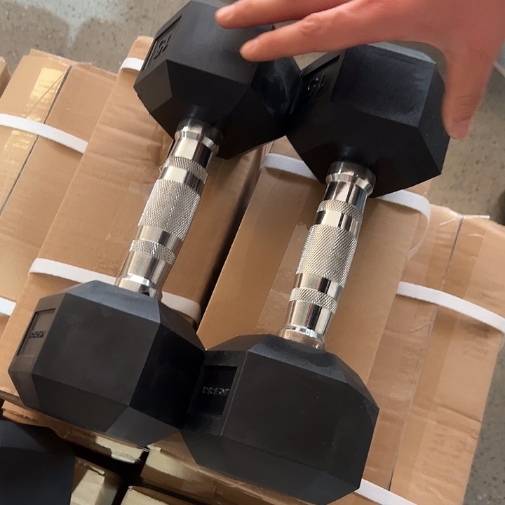 全新六角实心铁哑铃6.5公斤一对