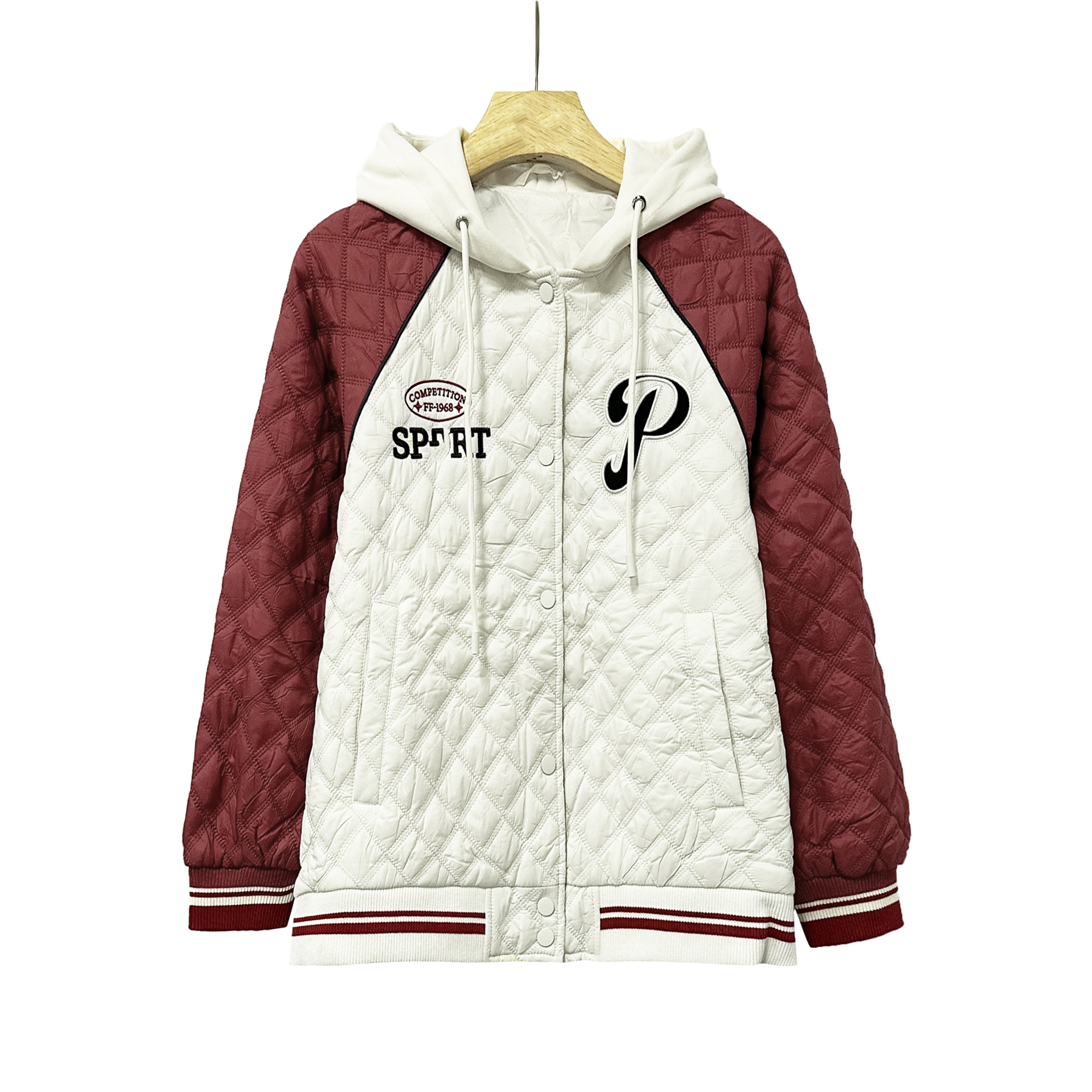 ！秋冬季连帽格纹时尚棒球服外套E487